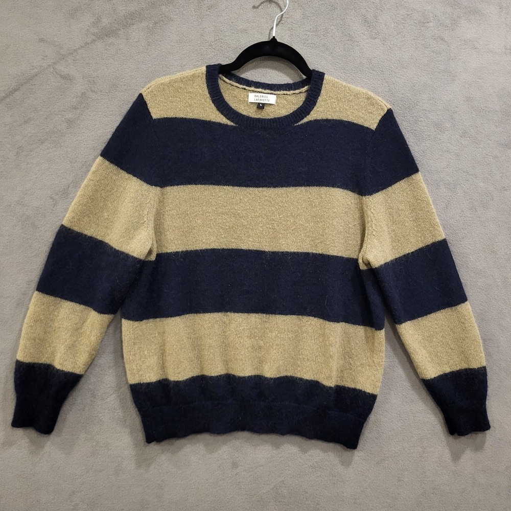 Galeries‎ Lafayette Mohair Wool Blend Sweater Womens Size Large Stripe Soft Warm